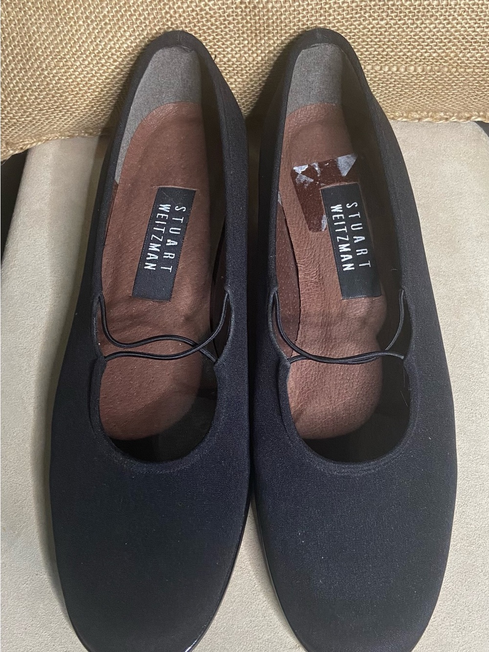 Stuart Weitzman Black Fabric Flats